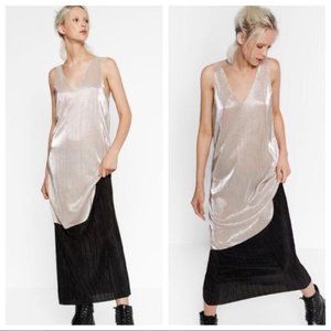 Zara Trafaluc Two Tone Metallic Maxi Dress
